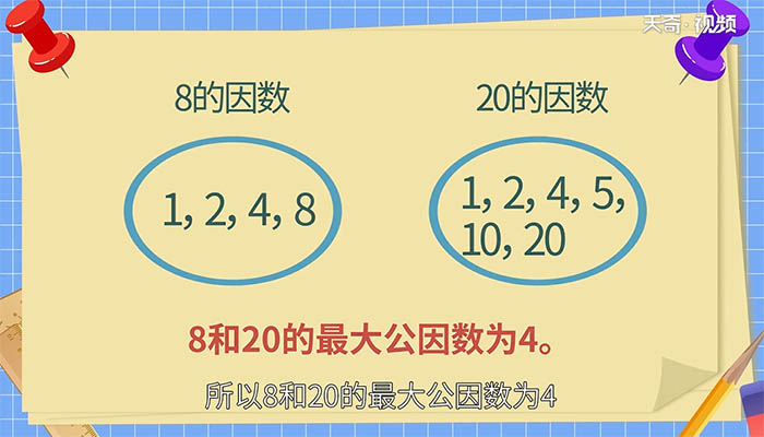 8和20的最大公因数 8和20的最大公因数是多少