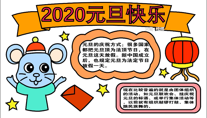 2020年元旦手抄报 2020年元旦画报