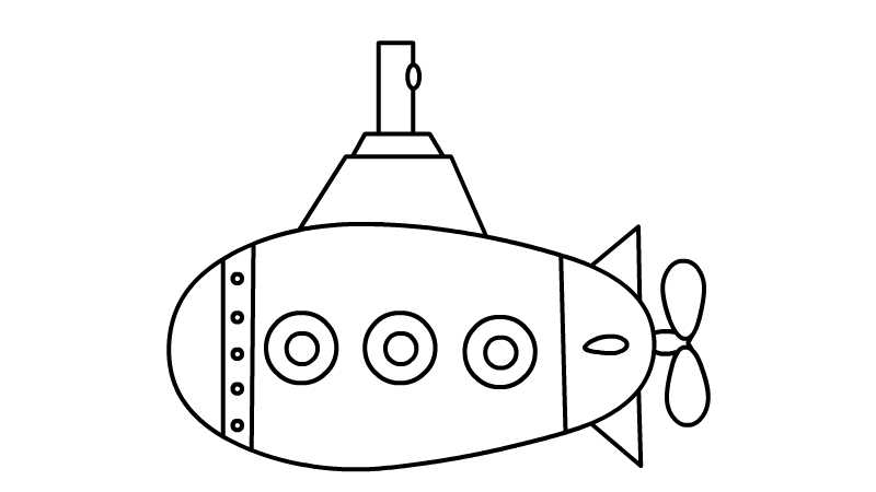 潜水艇简笔画 潜水艇的画法
