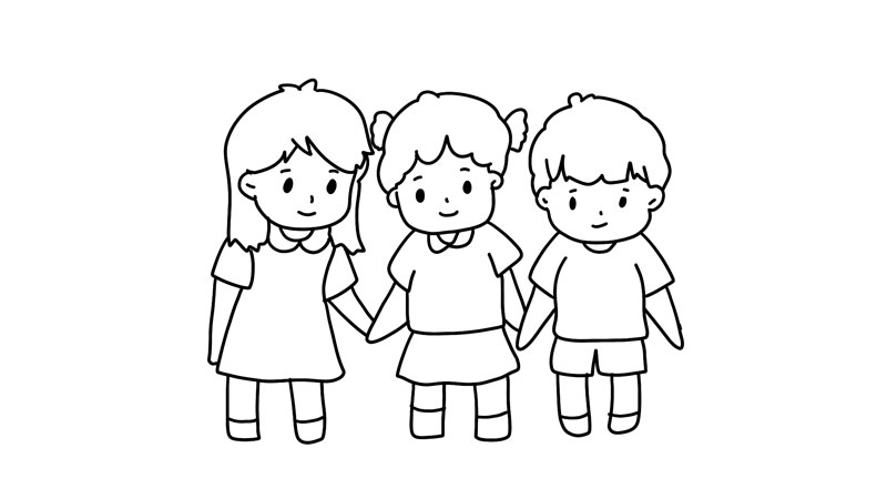 儿童手拉手简笔画画法  儿童手拉手简笔画怎么画