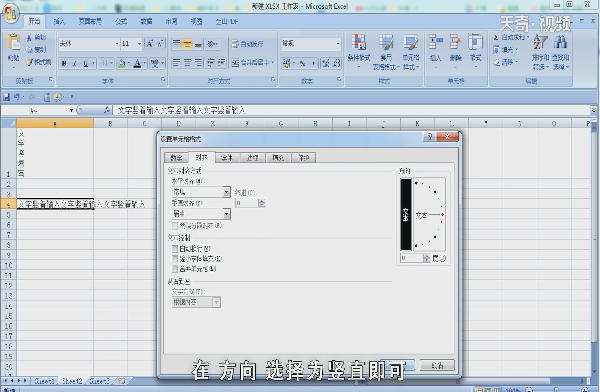 excel中如何输入竖着的文字