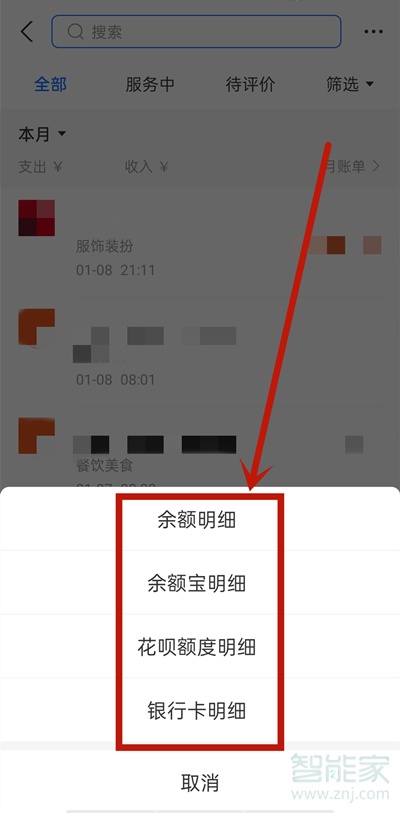 支付宝收支明细在哪里