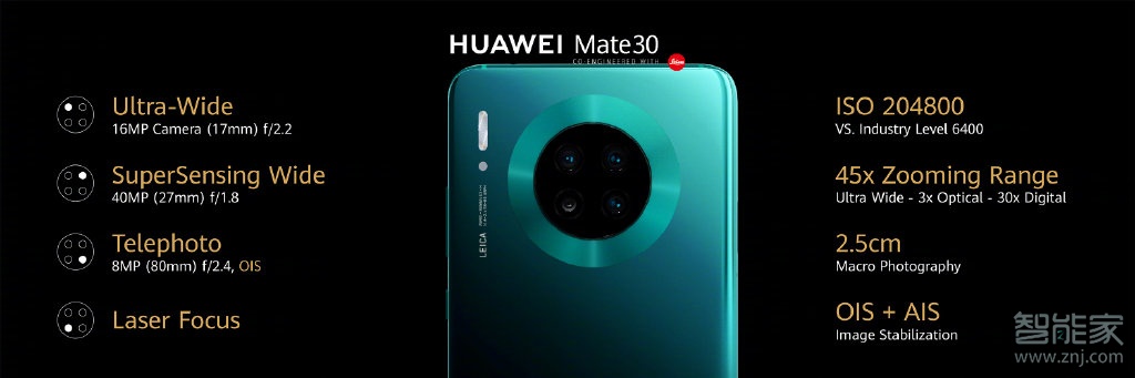 华为mate30后置摄像头像素