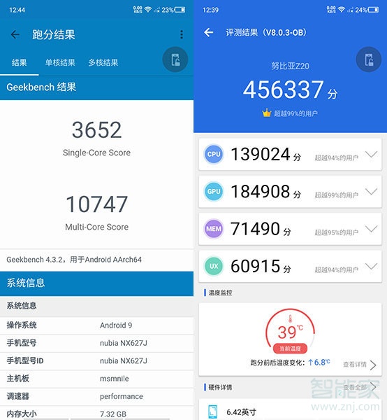 努比亚z20跑分成绩是多少