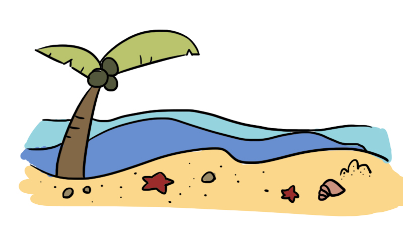 海滩简笔画 海滩的画法步骤