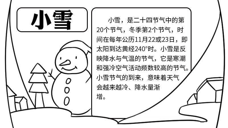 小雪节气手抄报怎么画 小雪节气手抄报的画法