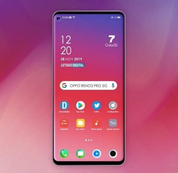 OPPO Reno 3渲染图