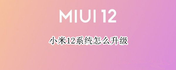 小米12系统怎么升级
