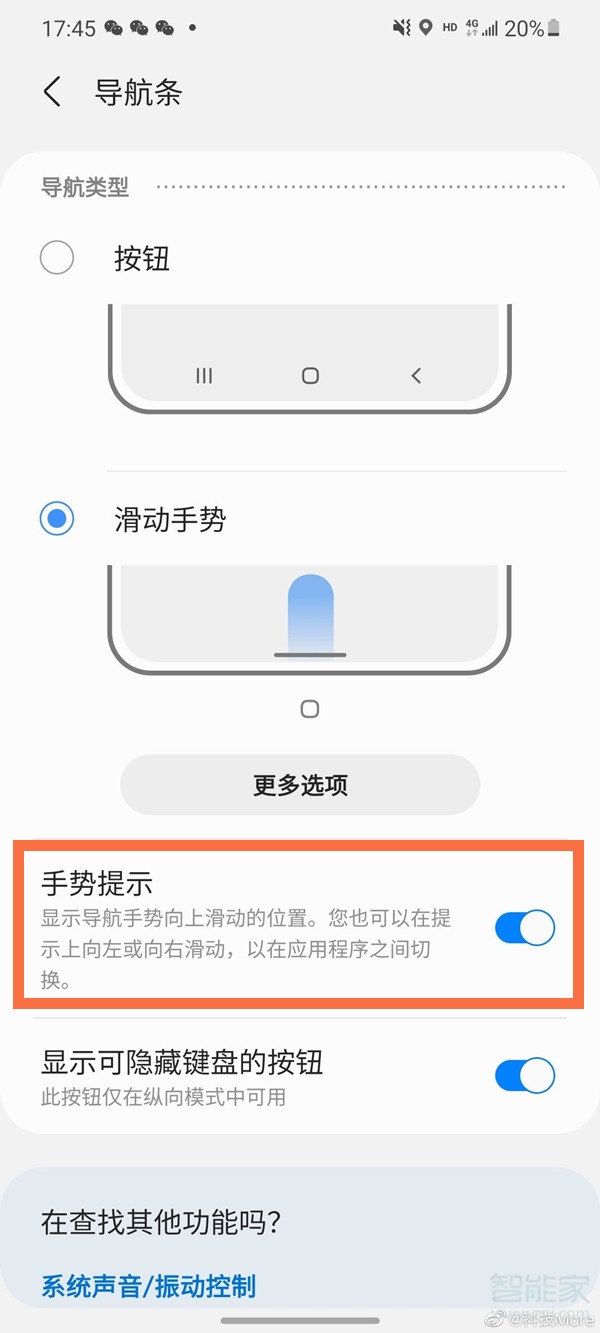 三星s21怎么隐藏手势提示条