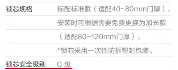 小米米家智能门锁锁芯等级是什么