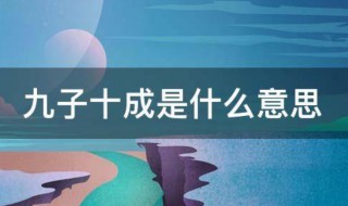 九子十成是什么意思 九子十成的意思
