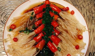 鞭炮牛肉金针菇 红椒金针菇的鞭炮造型