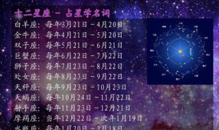 12星座时间（12星座时间表座对照表）