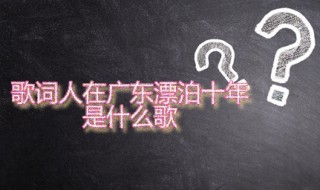 歌词人在广东漂泊十年是什么歌 歌词人在广东漂泊十年是什么歌曲