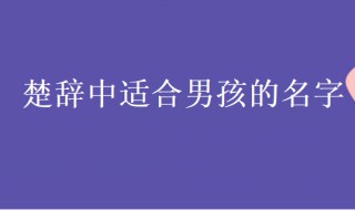 楚辞取名男孩霸气 楚辞取名男孩霸气2017