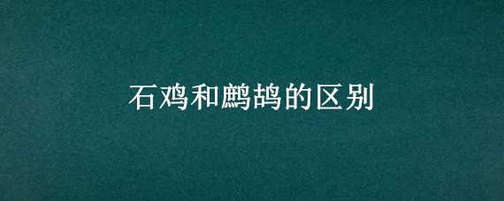 石鸡和鹧鸪的区别