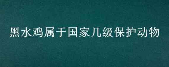 黑水鸡属于国家几级保护动物