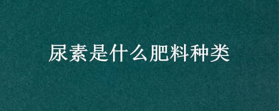 尿素是什么肥料种类