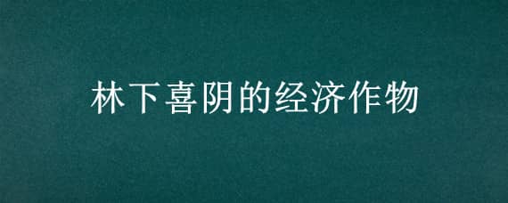 林下喜阴的经济作物 林下喜阴农作物