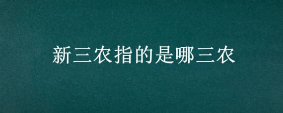 新三农指的是哪三农 新三农和三农区别