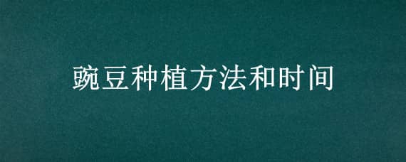 豌豆种植方法和时间