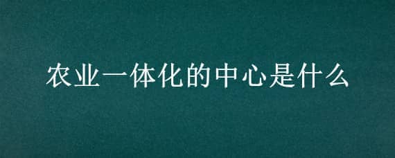 农业一体化的中心是什么 什么叫农业一体化