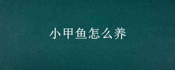 小甲鱼怎么养 小甲鱼怎么养 在家