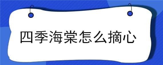 四季海棠怎么摘心（四季海棠怎么摘心图解）