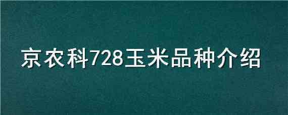 京农科728玉米品种介绍