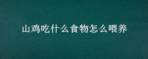 山鸡吃什么食物怎么喂养