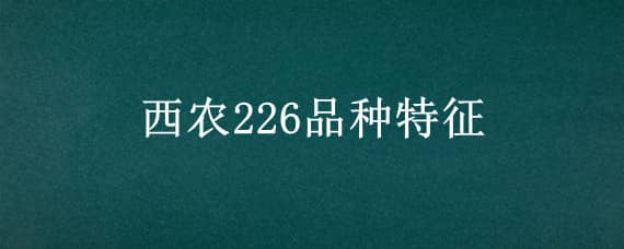 西农226品种特征 西农226小麦品种特征特性