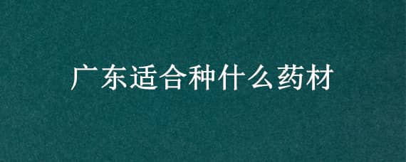 广东适合种什么药材 广东适合种的药材