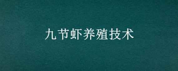 九节虾养殖技术