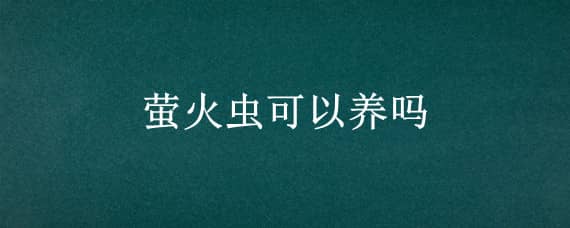 萤火虫可以养吗 萤火虫可以养么