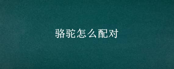 骆驼怎么配对 骆驼是十二生肖配对吗