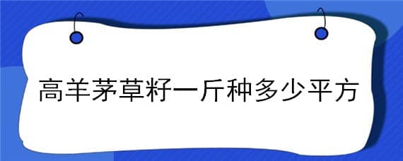 高羊茅草籽一斤种多少平方