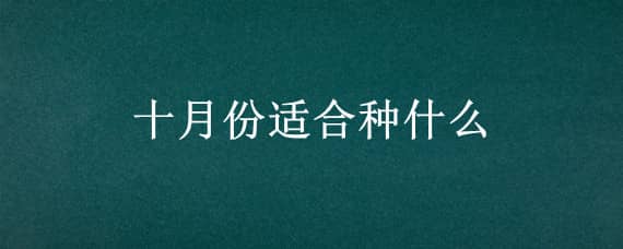 十月份适合种什么（十月份适合种什么农作物）