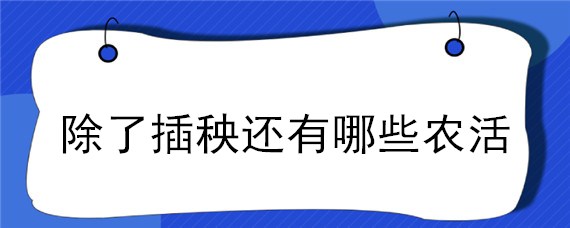 除了插秧还有哪些农活（除了插秧还有哪些农活呢）