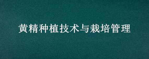 黄精种植技术与栽培管理 黄精种植技术与栽培管理PPT