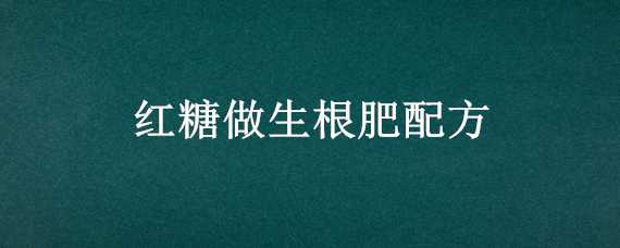 红糖做生根肥配方（用红糖做生根肥）