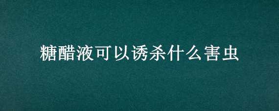 糖醋液可以诱杀什么害虫（下列可以用糖醋液诱杀的害虫是）