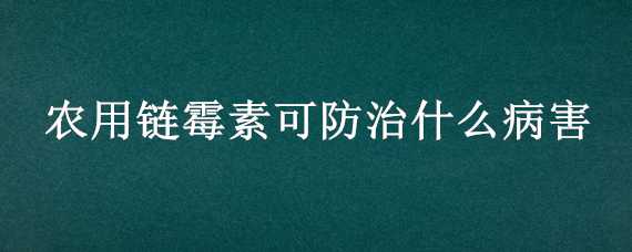 农用链霉素可防治什么病害（农用链霉素治疗什么病最佳）