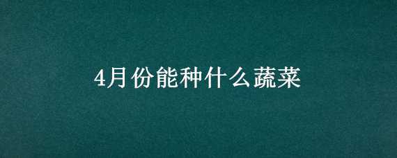 4月份能种什么蔬菜（4月份能种什么蔬菜水果）