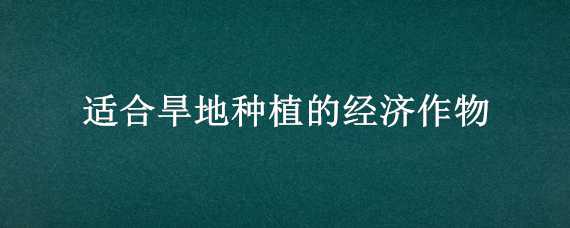 适合旱地种植的经济作物（适合旱地种植的经济作物是什么）