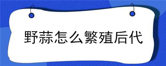 野蒜怎么繁殖后代