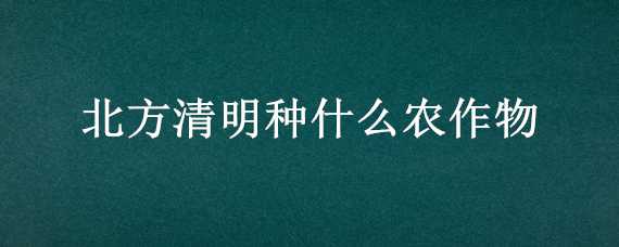 北方清明种什么农作物（北方清明种什么农作物多）