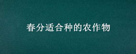 春分适合种的农作物