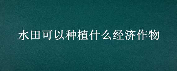 水田可以种植什么经济作物