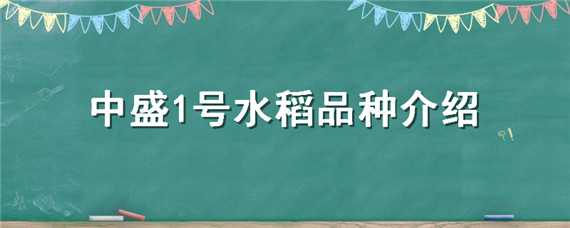 中盛1号水稻品种介绍 中盛一号水稻品种