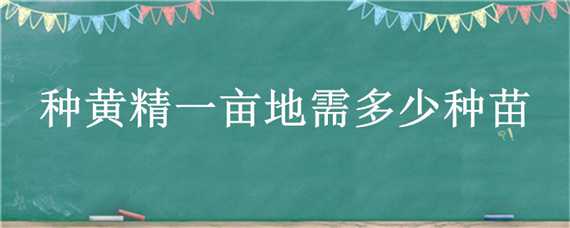 种黄精一亩地需多少种苗（黄精种植一亩要多少苗）